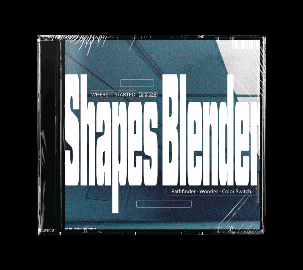 Shapes blender cover art on CD case mockup